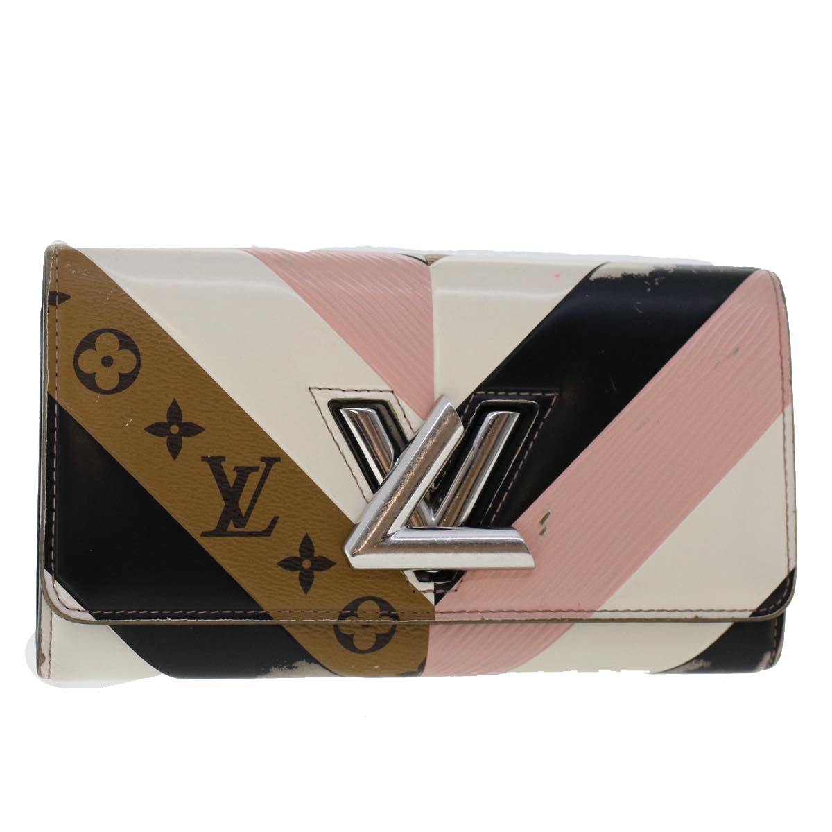 LOUIS VUITTON Monogram Reverse Portefeuille Twist Wallet Pink M64346 Auth 49520