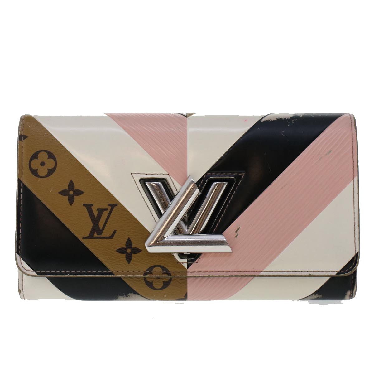 LOUIS VUITTON Monogram Reverse Portefeuille Twist Wallet Pink M64346 Auth 49520