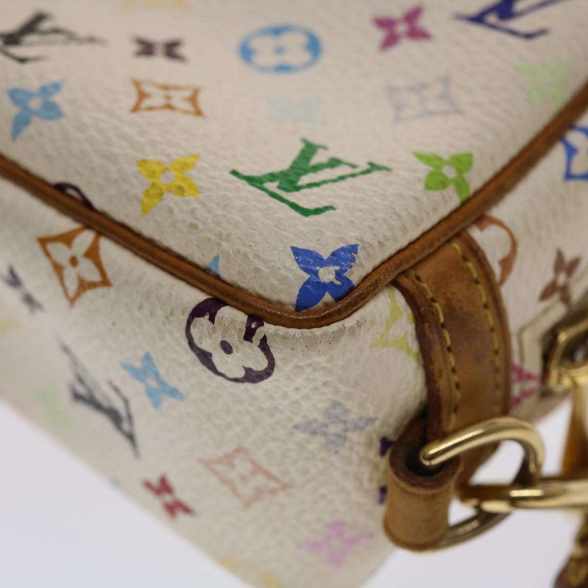 LOUIS VUITTON Monogram Multicolor Trousse Wapity Pouch White M58033 Auth 49522