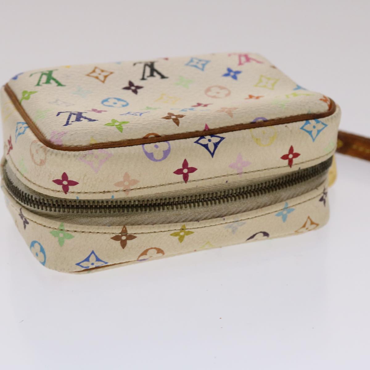 LOUIS VUITTON Monogram Multicolor Trousse Wapity Pouch White M58033 Auth 49522