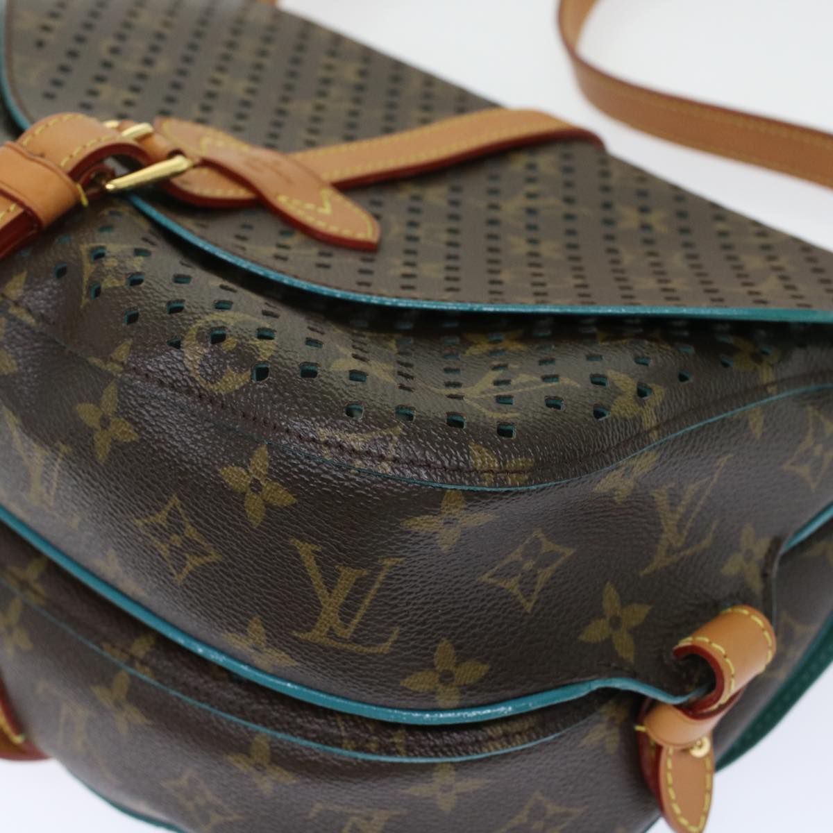 LOUIS VUITTON Monogram Perfo Saumur 30 Shoulder Bag M93998 LV Auth 49620A