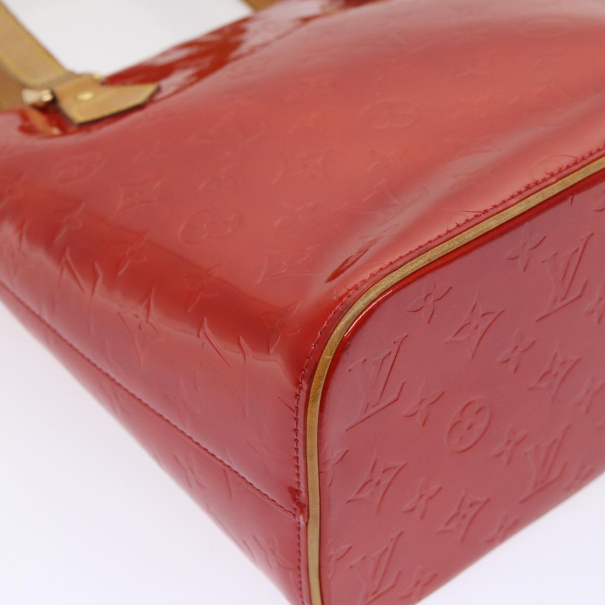 LOUIS VUITTON Monogram Vernis Houston Hand Bag Red M91092 LV Auth 49638