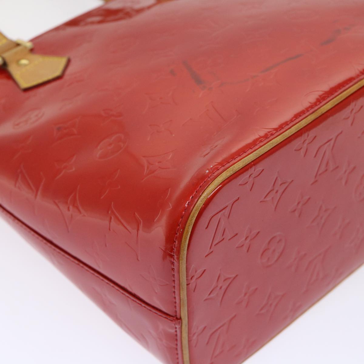 LOUIS VUITTON Monogram Vernis Houston Hand Bag Red M91092 LV Auth 49638