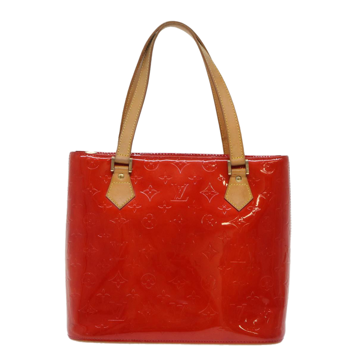 LOUIS VUITTON Monogram Vernis Houston Hand Bag Red M91092 LV Auth 49638