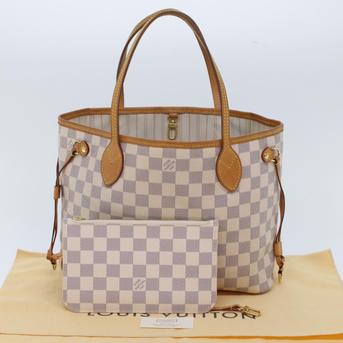 LOUIS VUITTON Damier Azur Neverfull PM Tote Bag N41362 LV Auth 49734