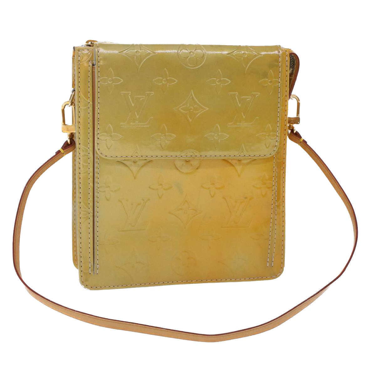 LOUIS VUITTON Monogram Vernis Motto Accessory Pouch Gris M91030 LV Auth 49740