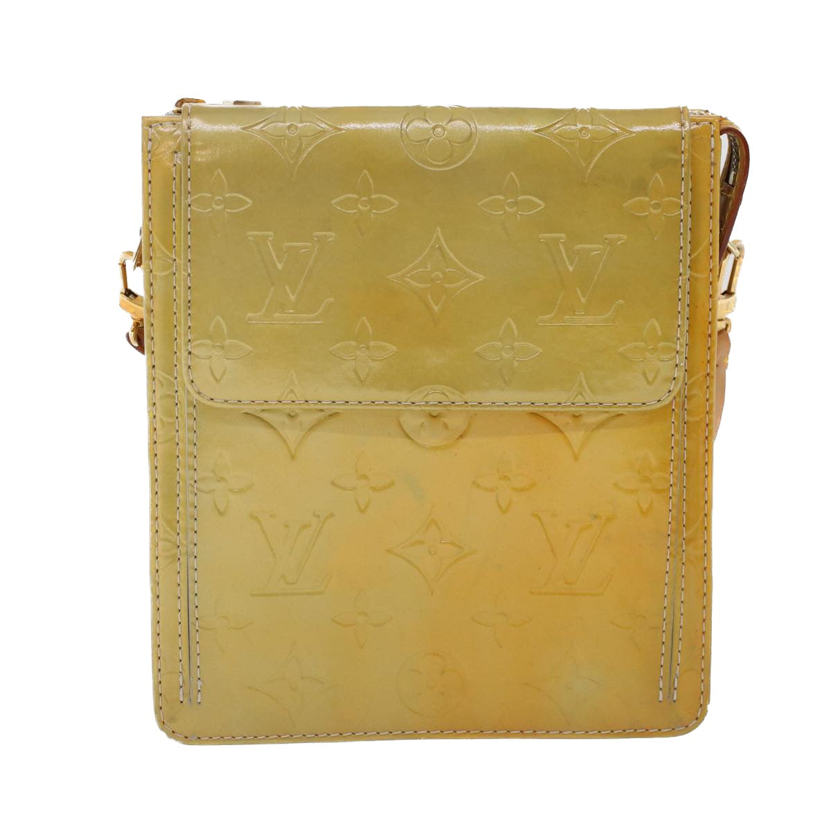 LOUIS VUITTON Monogram Vernis Motto Accessory Pouch Gris M91030 LV Auth 49740