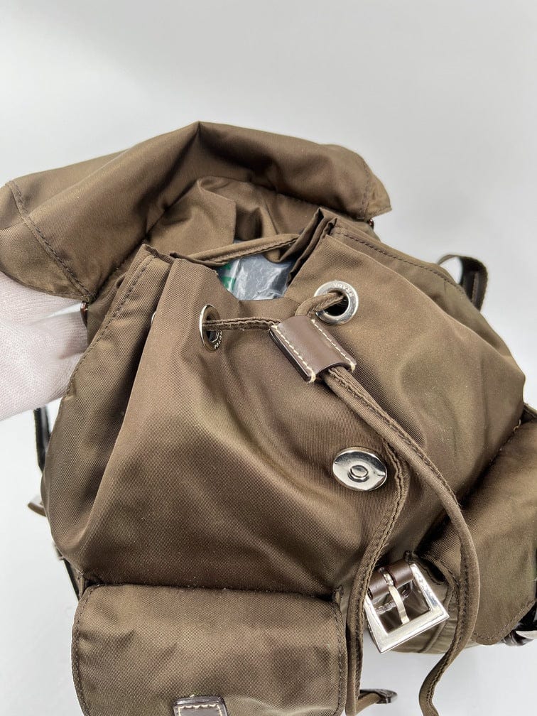 Prada Khaki Nylon Backpack