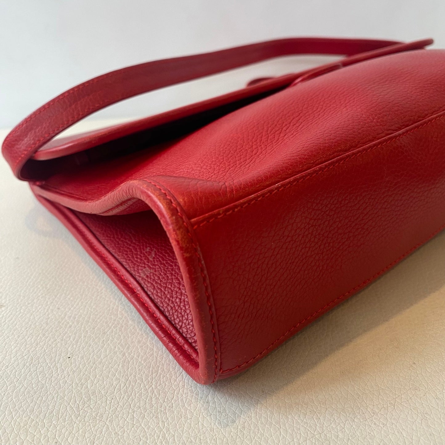 GUCCI Vintage Red Leather Flap Shoulder Bag