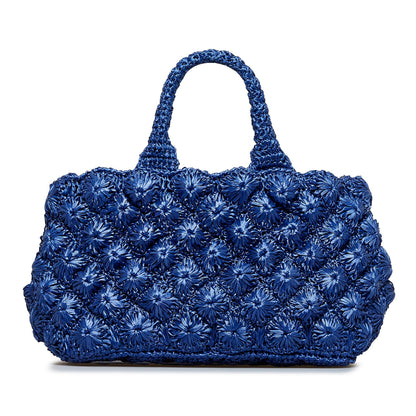 Prada Canapa Handbag Blue Raffia