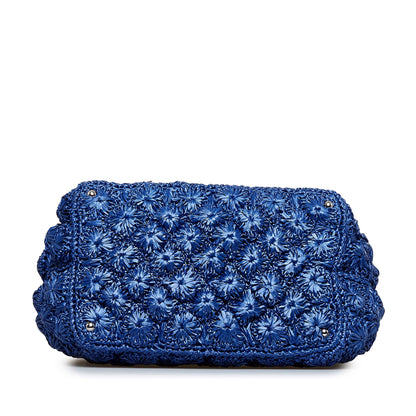 Prada Canapa Handbag Blue Raffia