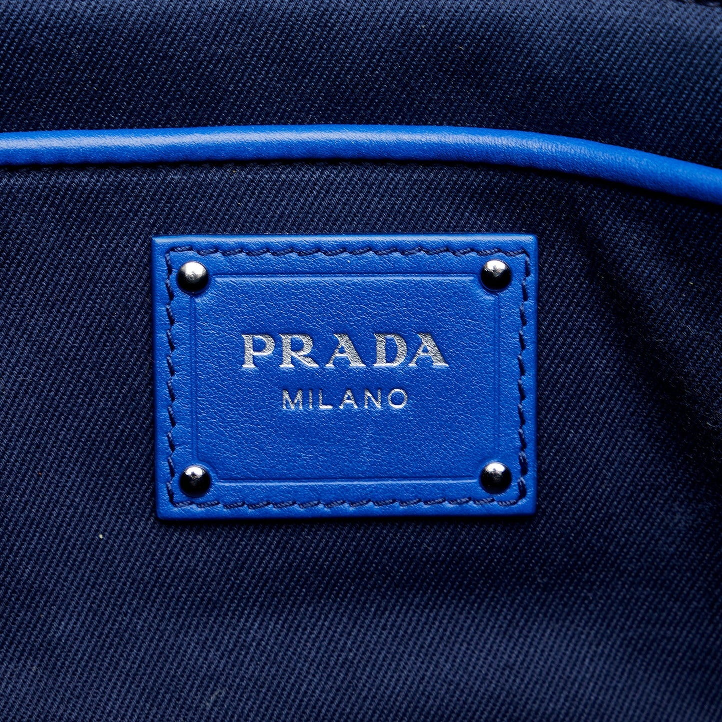 Prada Canapa Handbag Blue Raffia