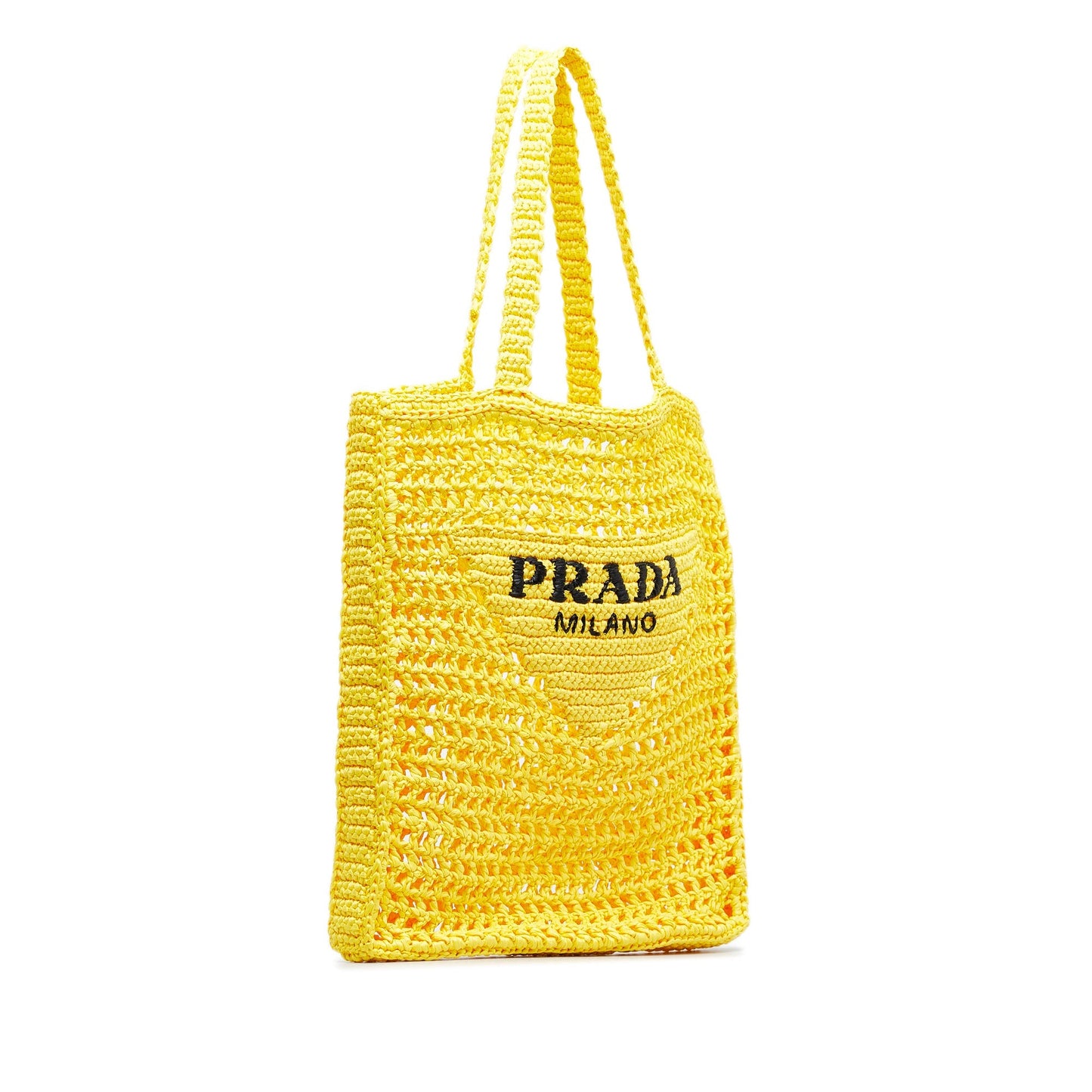 Prada Logo Tote Bag Yellow Raffia