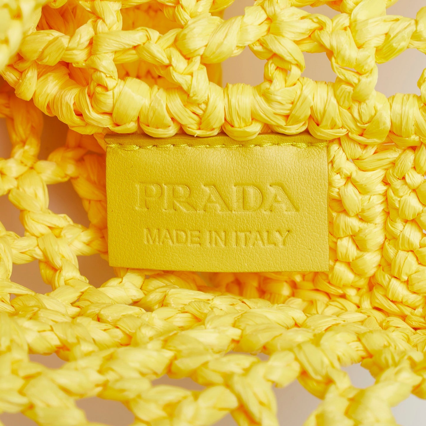 Prada Logo Tote Bag Yellow Raffia