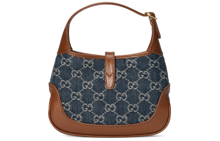 (WMNS) GUCCI Jackie 1961 Series miniDenimSingle Shoulder Bag Brown color combination 637092-2KQGG-8375