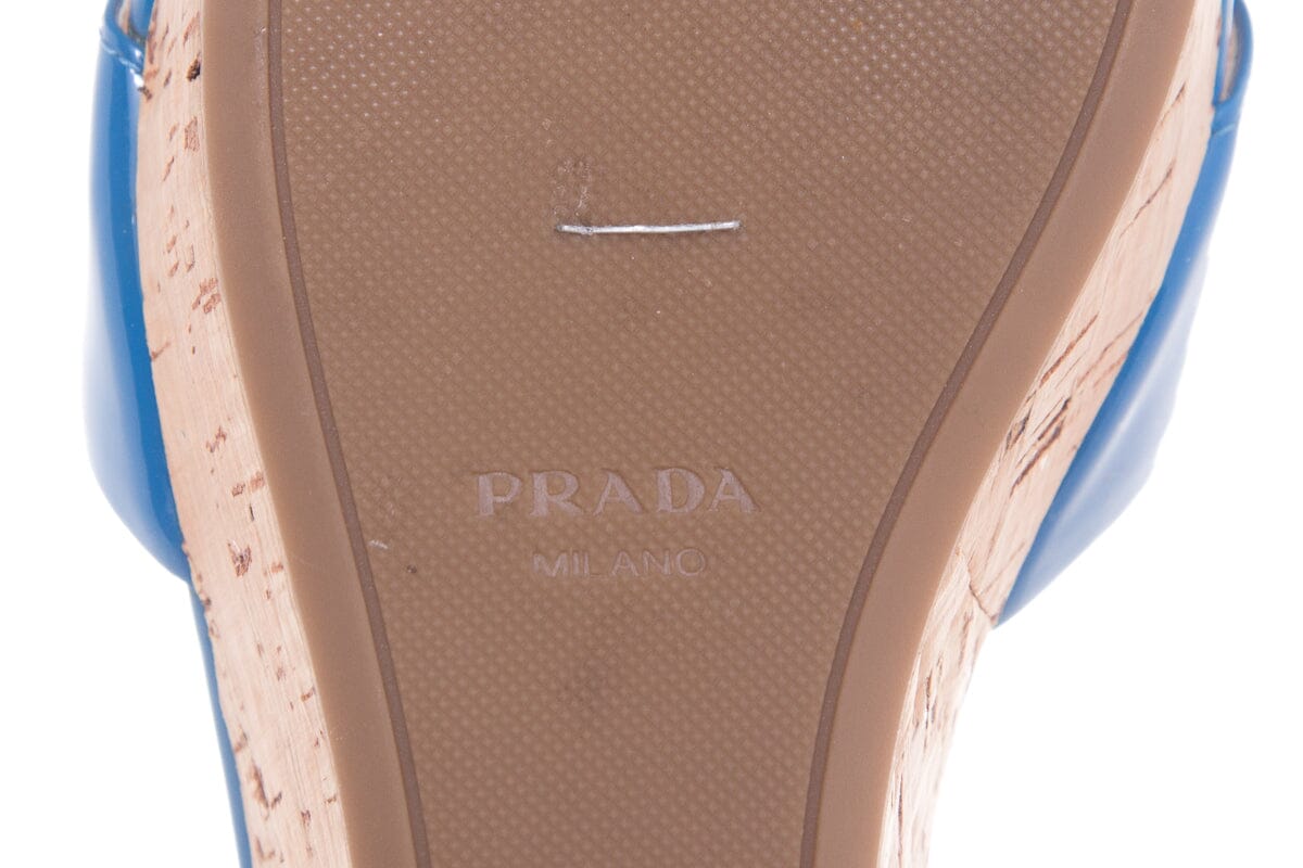 Prada Electric Blue Cork Wedge SZ 36