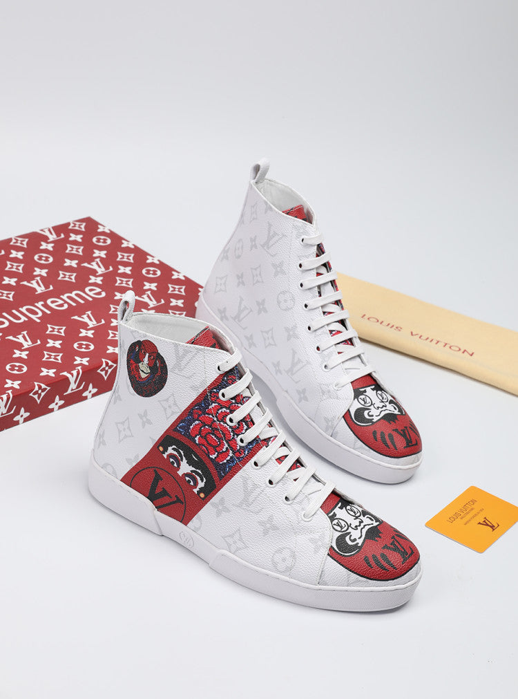 The Bags Vibe - Louis Vuitton Stellar Trainer Boot White Red Sneaker