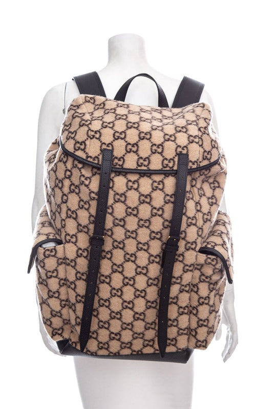 Gucci Beige GG Monogram Wool Backpack