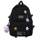 Gothslove Cute Girl Nylon Black Backpack Harajuku School Bag Large Capacity Bookbag for Teen Light Waterproof Backpack