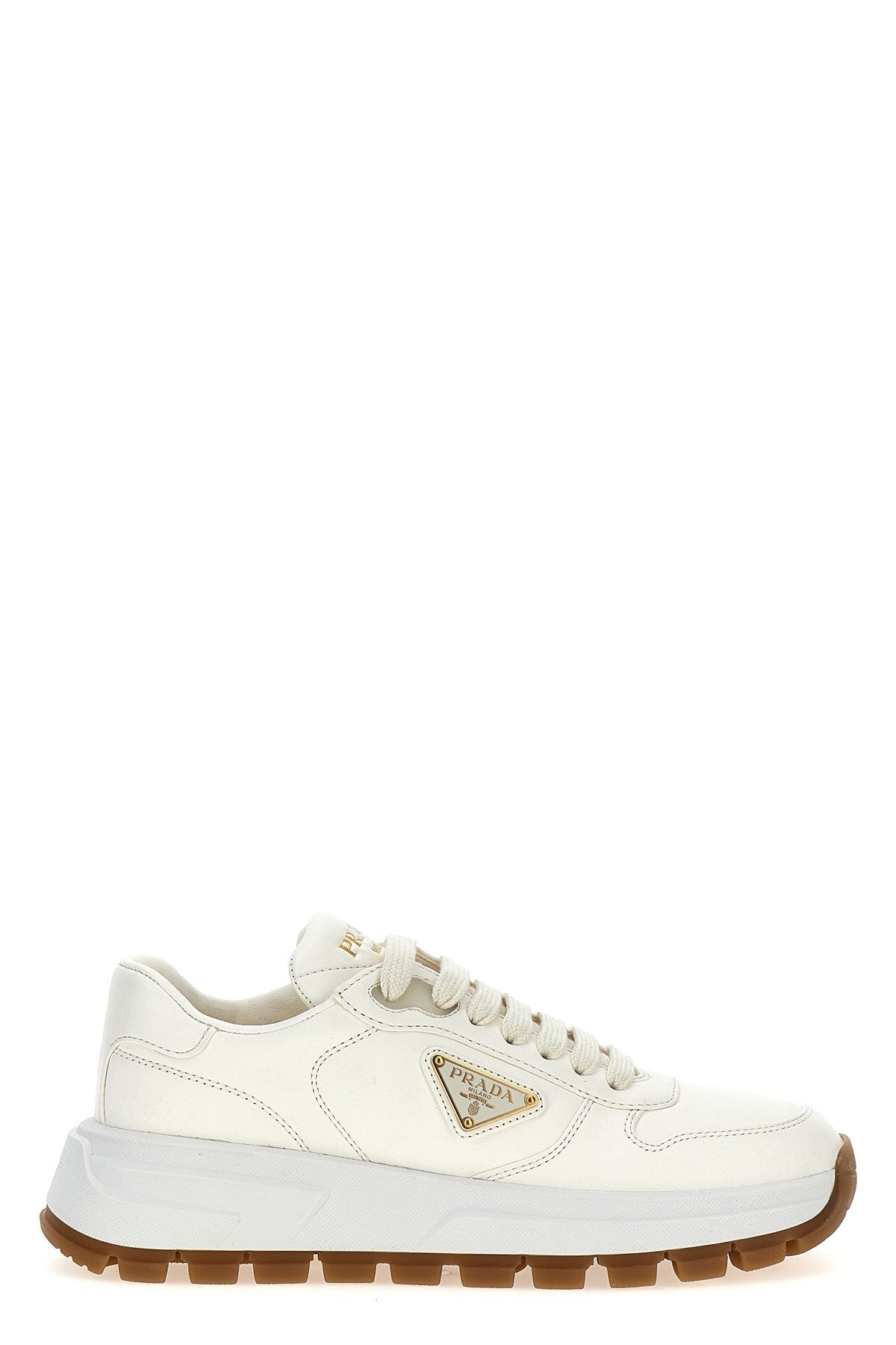 Prada Women Logo Leather Sneakers