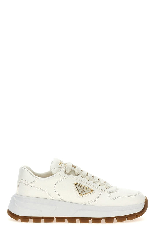 Prada Women Logo Leather Sneakers