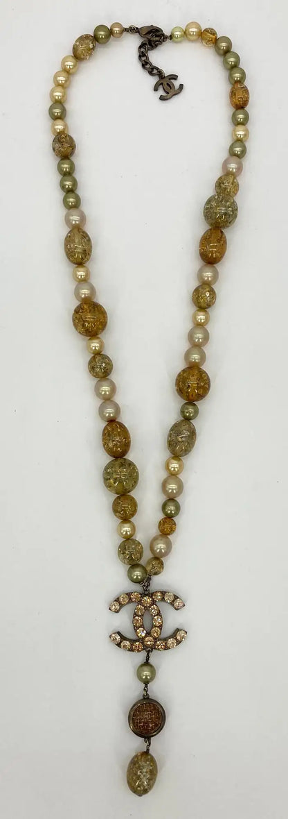 Vintage Chanel Rhinestone Beaded Pearl Necklace