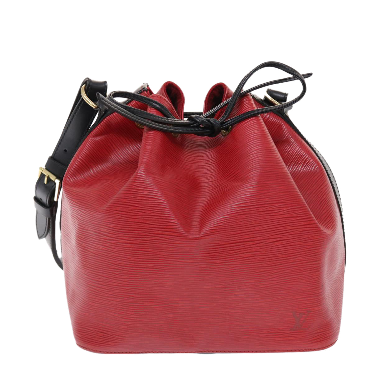 LOUIS VUITTON Epi Petit Noe Shoulder Bag Bicolor Black Red M44172 LV Auth 50070