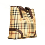 Burberry Brown Leather Haymarket Check Tote Bag (5101039)