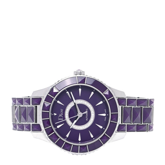 CHRISTIAN DIOR STAINLESS STEEL DIAMOND SAPPHIRE WATCH