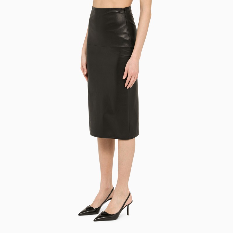 Prada Black Sheath Skirt In Leather Women