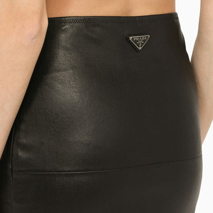 Prada Black Sheath Skirt In Leather Women