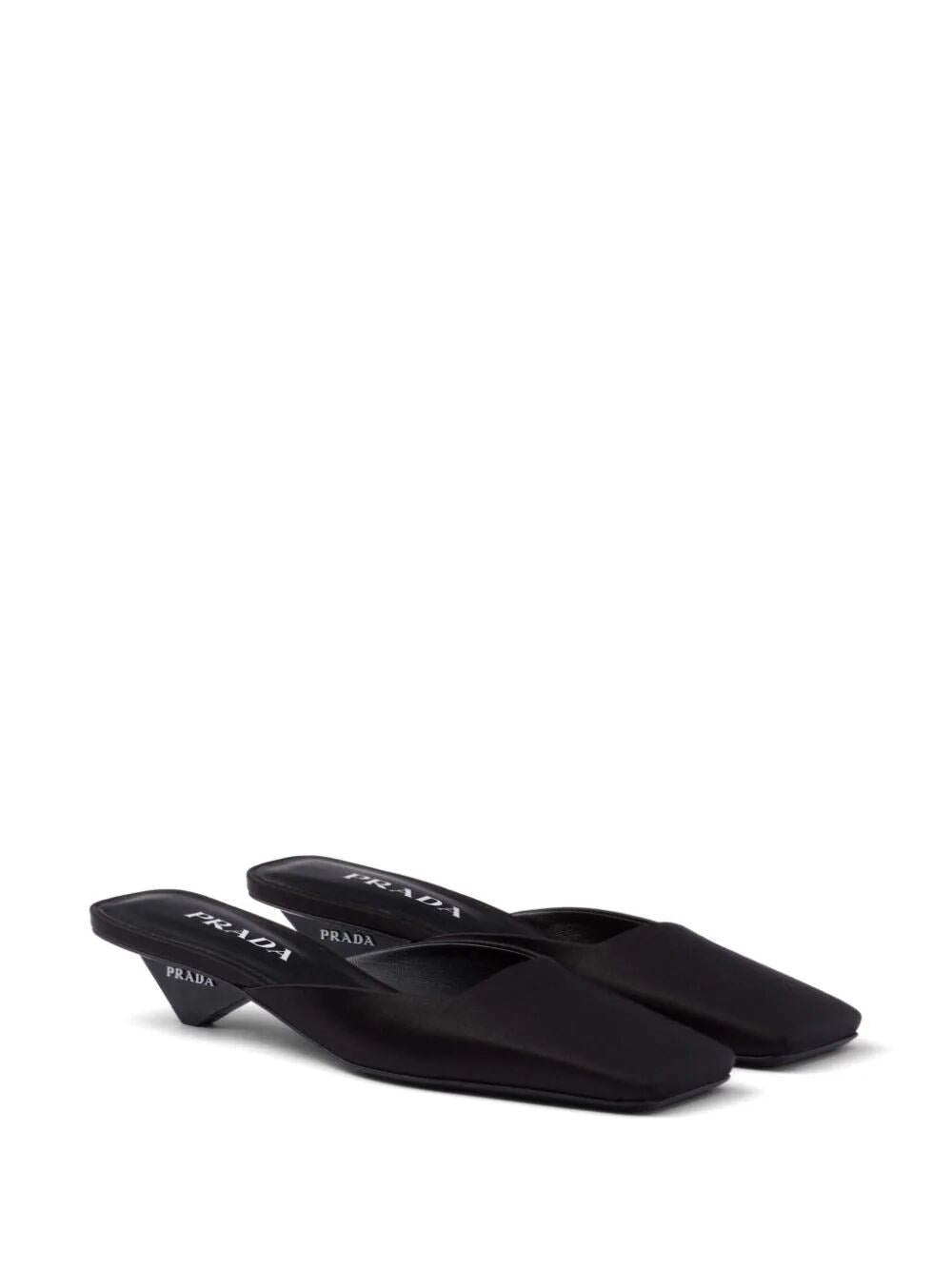 Prada Women Square Toe Satin Mules