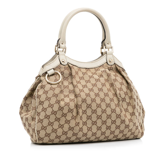 Tan Gucci GG Canvas Sukey Tote