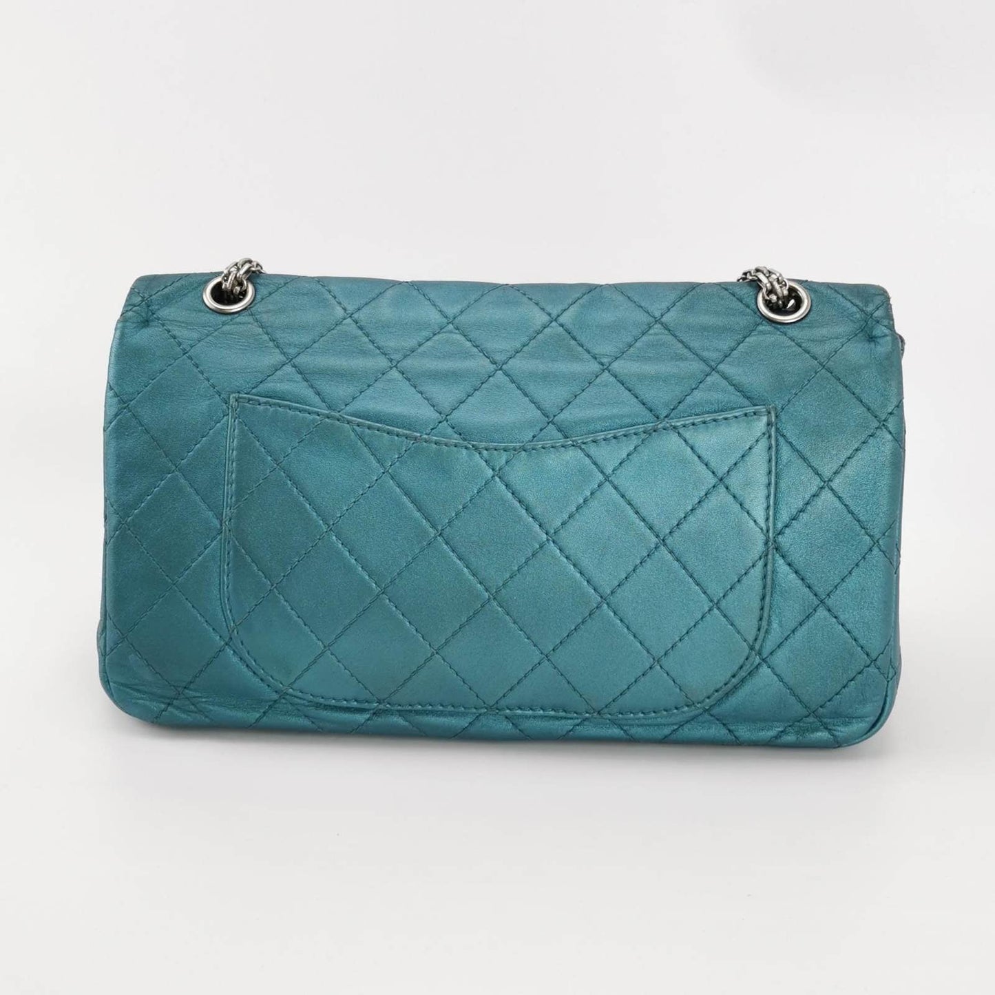 Chanel 2.55 Flap Bag 2008 Large Lambskin Leather Teal Blue Green