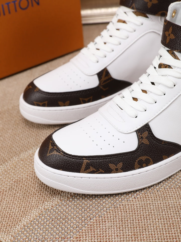 The Bags Vibe - Louis Vuitton Rivoli High White Brown Sneaker