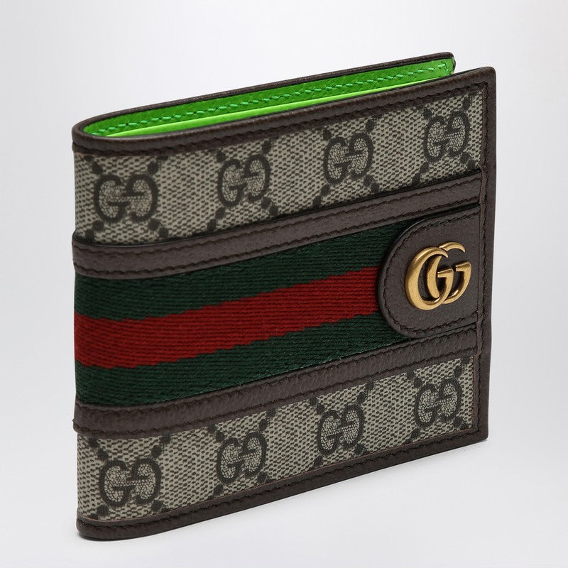 Gucci Ophidia Gg Wallet Beige/Ebony/Shiny Green Men