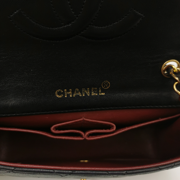 Chanel Classic Flap Mini Vintage 1989-1991 Black Lambskin Leather with 24k Gold Hardware