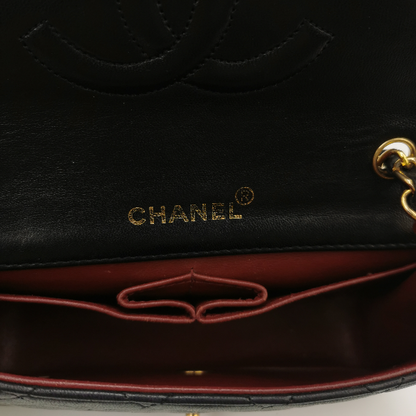 Chanel Classic Flap Mini Vintage 1989-1991 Black Lambskin Leather with 24k Gold Hardware