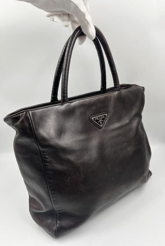 Prada Dark Brown Leather Tote