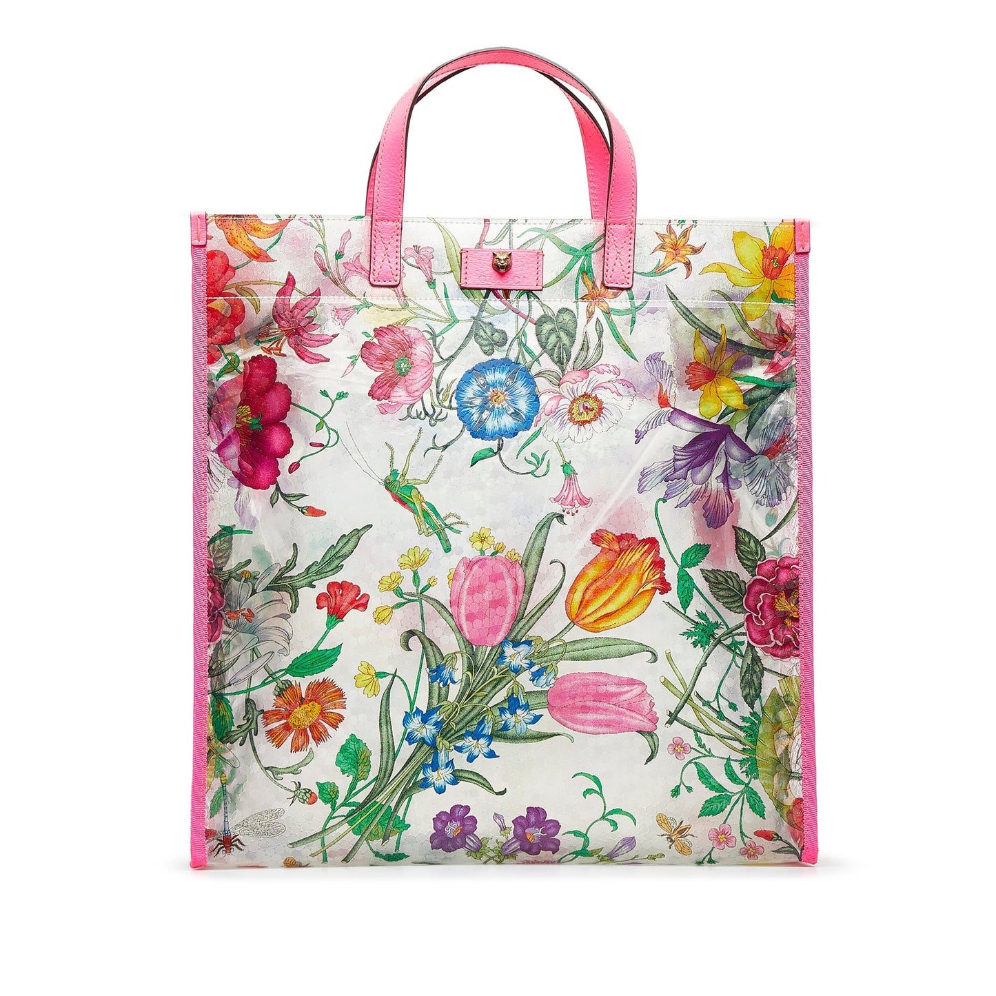 Multi Gucci Flora Print Vinyl Tote