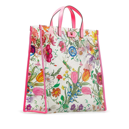 Multi Gucci Flora Print Vinyl Tote