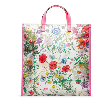 Multi Gucci Flora Print Vinyl Tote