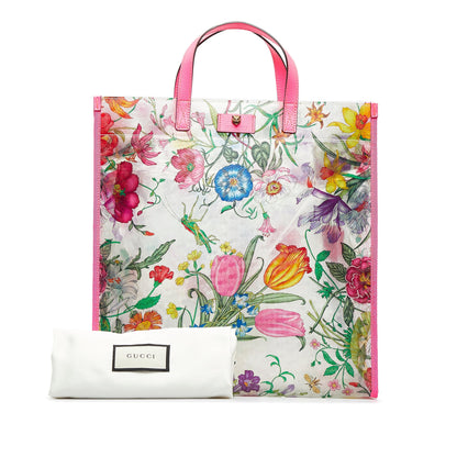 Multi Gucci Flora Print Vinyl Tote