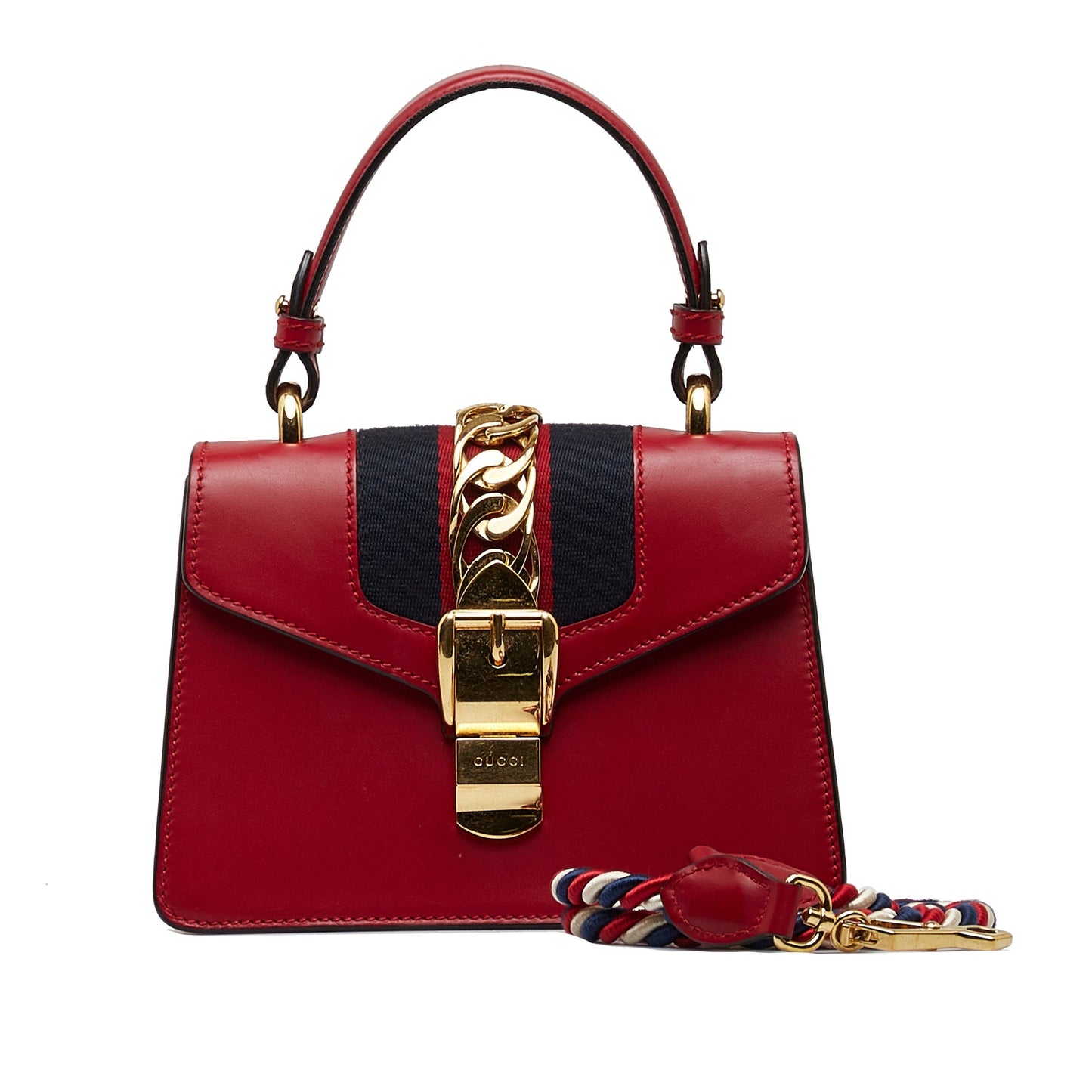 Gucci Sylvie Top Handle Mini Red Leather