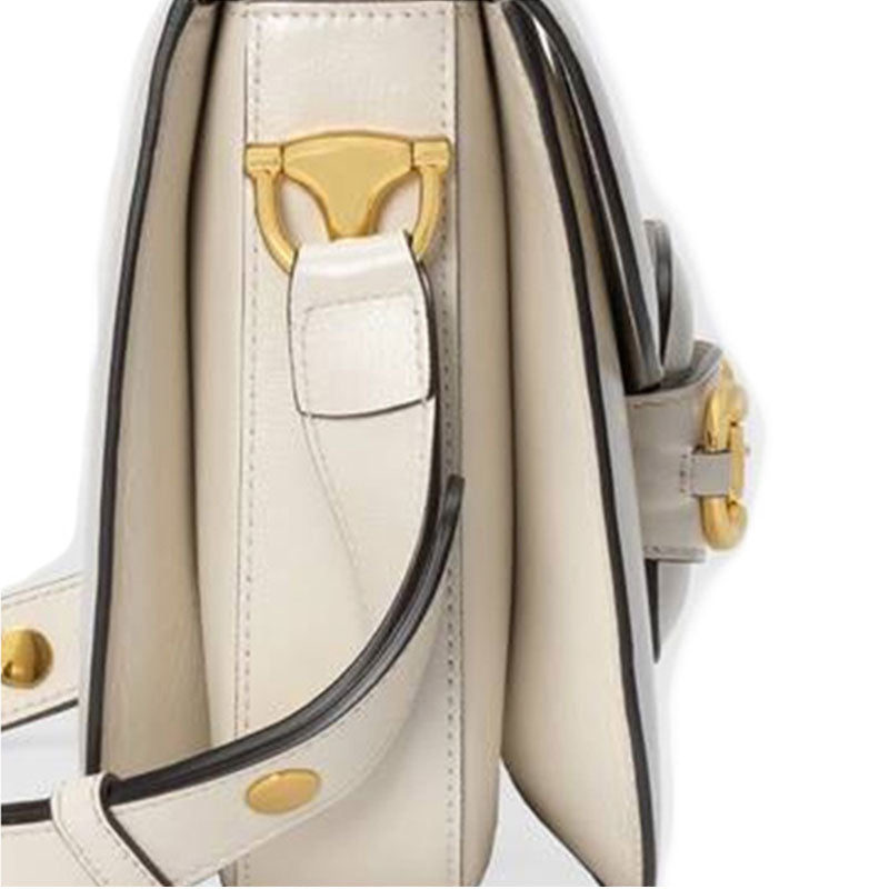 (WMNS) GUCCI Horsebit 1955 Retro Gold buckle Leather Shoulder Messenger Bag Small White Classic 602204-1DB0G-9022