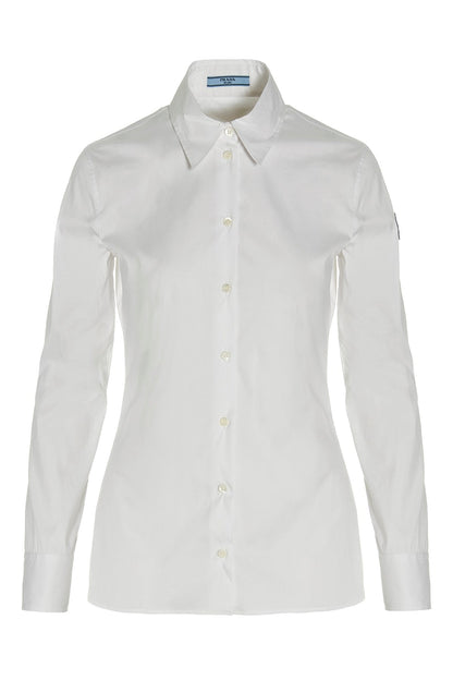 Prada Women Poplin Logo Shirt