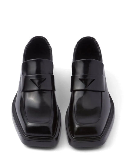 Prada Women Square-Toe Leather Loafers