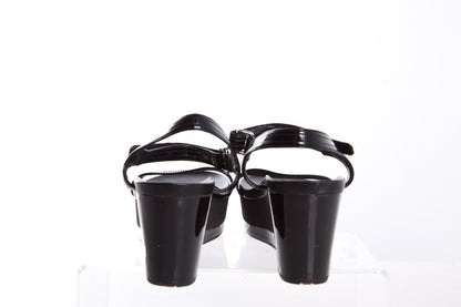 Prada Black Patent Leather Platform Sandals SZ 39