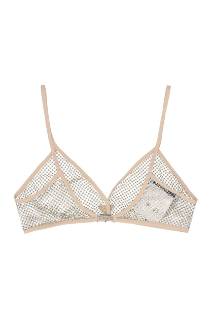 Prada Women Rhinestone Mesh Bra