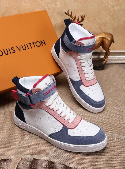 The Bags Vibe - Louis Vuitton Rivoli High Pink Blue White Sneaker